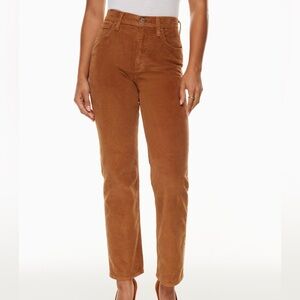 Aritzia Denim Forum The Arlo High Rise Straight Brown Corduroy Pant Size 25W 28L